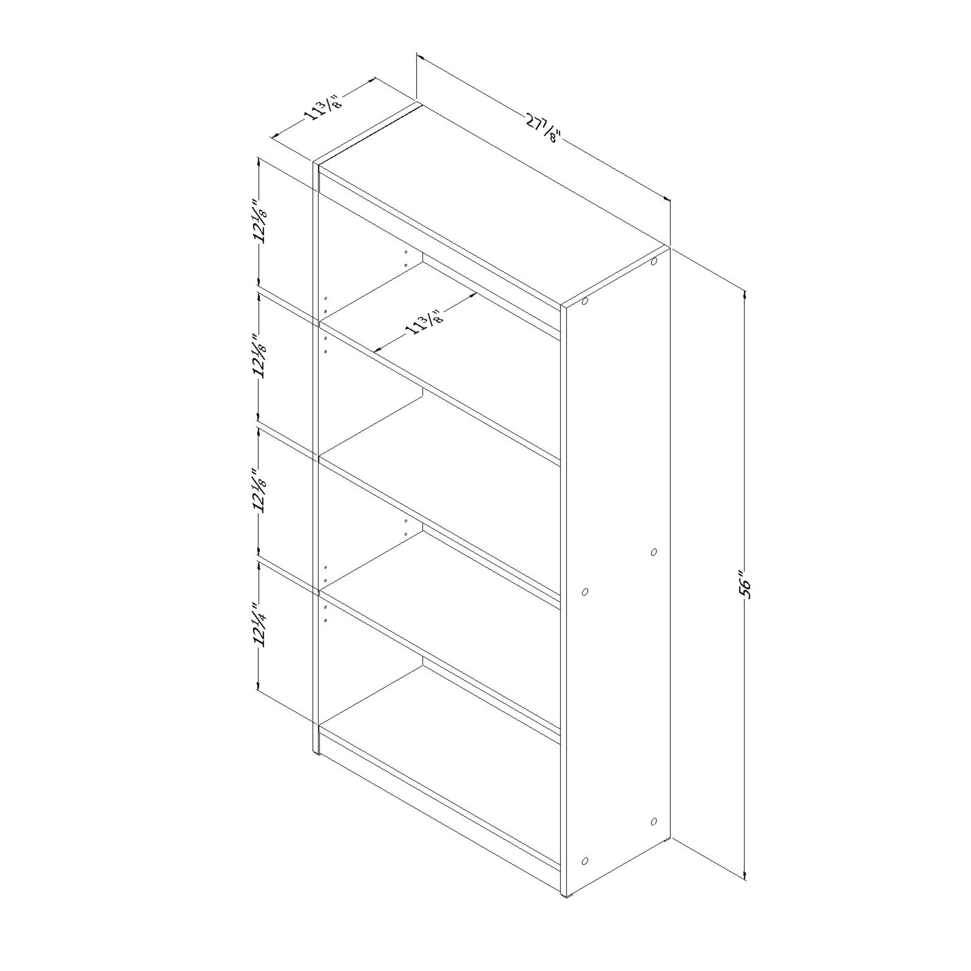 South Shore Axess 4-Shelf Bookcase, White Wooden Bookshelf for Home & Office - Perfect for Living Room, Bedroom, Study & Library Storage Organization