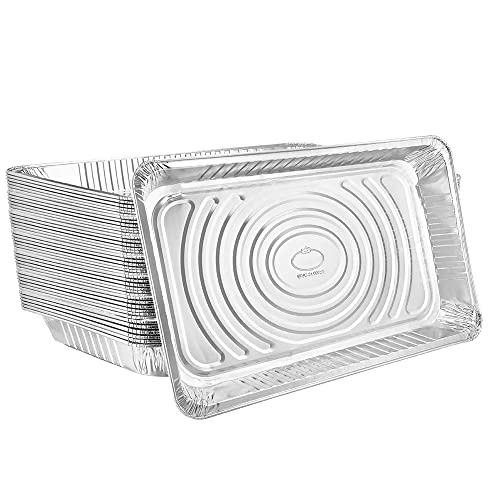 Tiger Chef 50-Pack Heavy-Duty Aluminum Foil Steam Table Pans - Full Size 21 x 13 Inches - Disposable Catering Pans for Buffets, Parties & Food Service