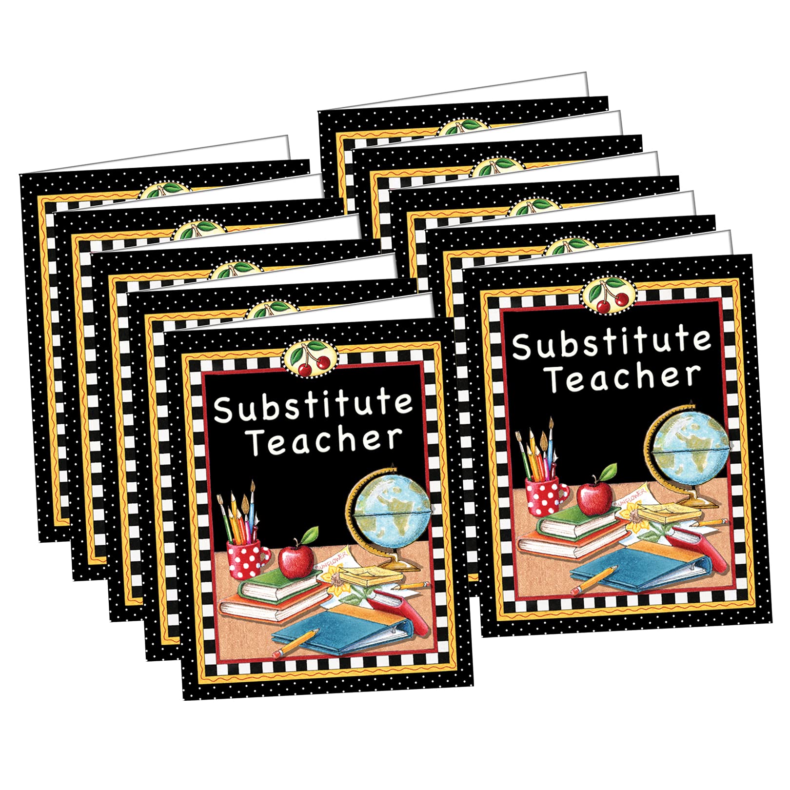 Teacher Created Resources® Mary Engelbreit Substitute Teacher Pocket Folders - Pack of 10 | Durable Classroom Organization for Lesson Plans, Homework & Student Papers