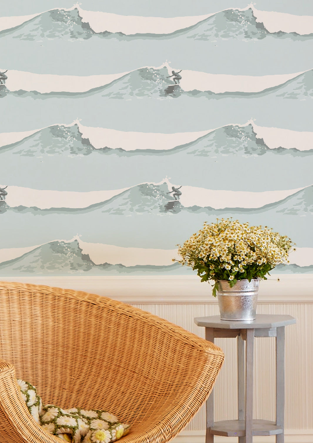Janet Rides Wallpaper by Lingua Franca - Blue Floral Peel and Stick Wallpaper for Bedroom, Living Room & Nursery Decor | Easy to Install & Removable