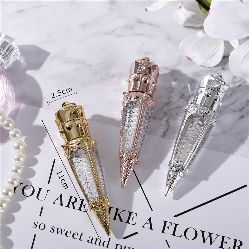 COSIDEA 4ml Rose Gold Crown Empty Lip Gloss Tubes with Custom Logo - Refillable Lip Gloss Containers for DIY Makeup, Gift Packaging & Keychain Accessories - Perfect for Beauty Salons, Party Favors and Personal Use