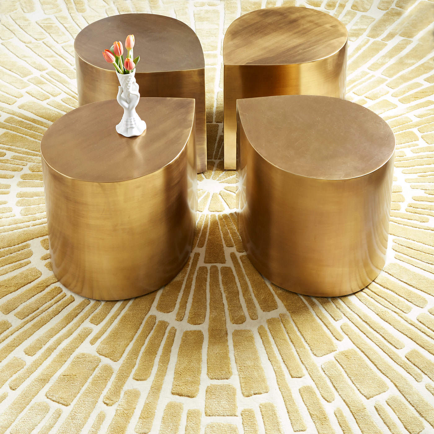 Brass Teardrop Table Duo Bundle - Set of 2 Elegant Brass Side Tables for Living Room, Bedroom or Office Decor - Perfect for Small Spaces and Modern Home Interiors