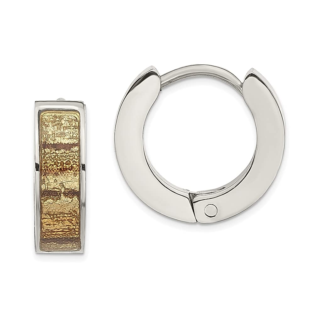 Stainless Steel Birch Enameled Hinged Round Hoop Earrings for Women - Durable Fashion Jewelry Set, Perfect Gift for Her - Ideal for Everyday Wear, Parties & Special Occasions