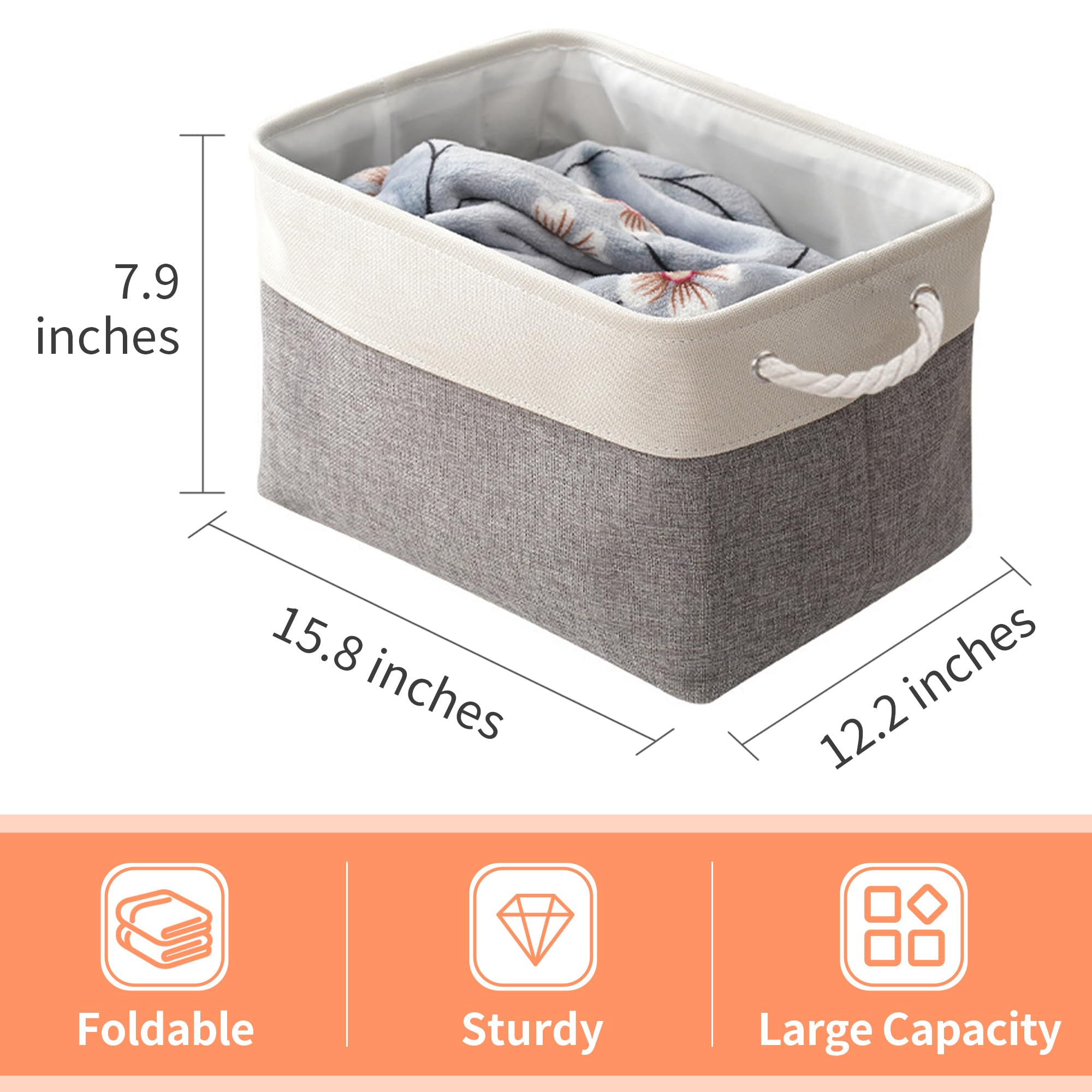 4-Pack Large Fabric Storage Bins with Bags | Closet Organizer for Clothes & Toys | Home & Nursery Storage Solution