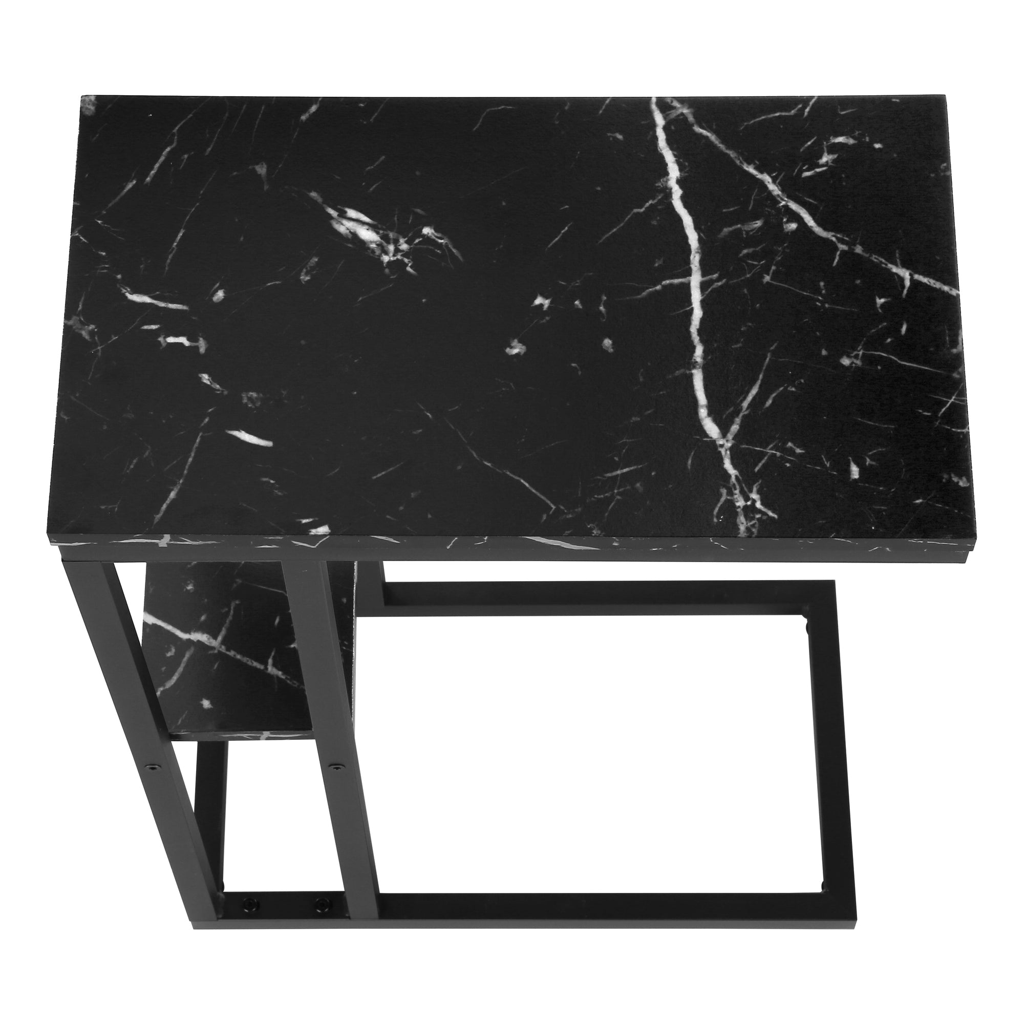 Elegant Black Marble Accent Table with Black Metal Frame - 25 Inch Height - Perfect for Living Room, Bedroom, or Office Decor