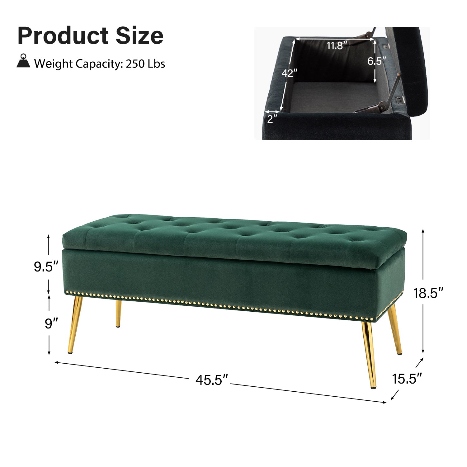 Lenore Upholstered Storage Bench with Cushion Seat - Modern Upholstered Ottoman for Bedroom, Living Room & Entryway - Multi-Functional Storage Furniture for Home Organization