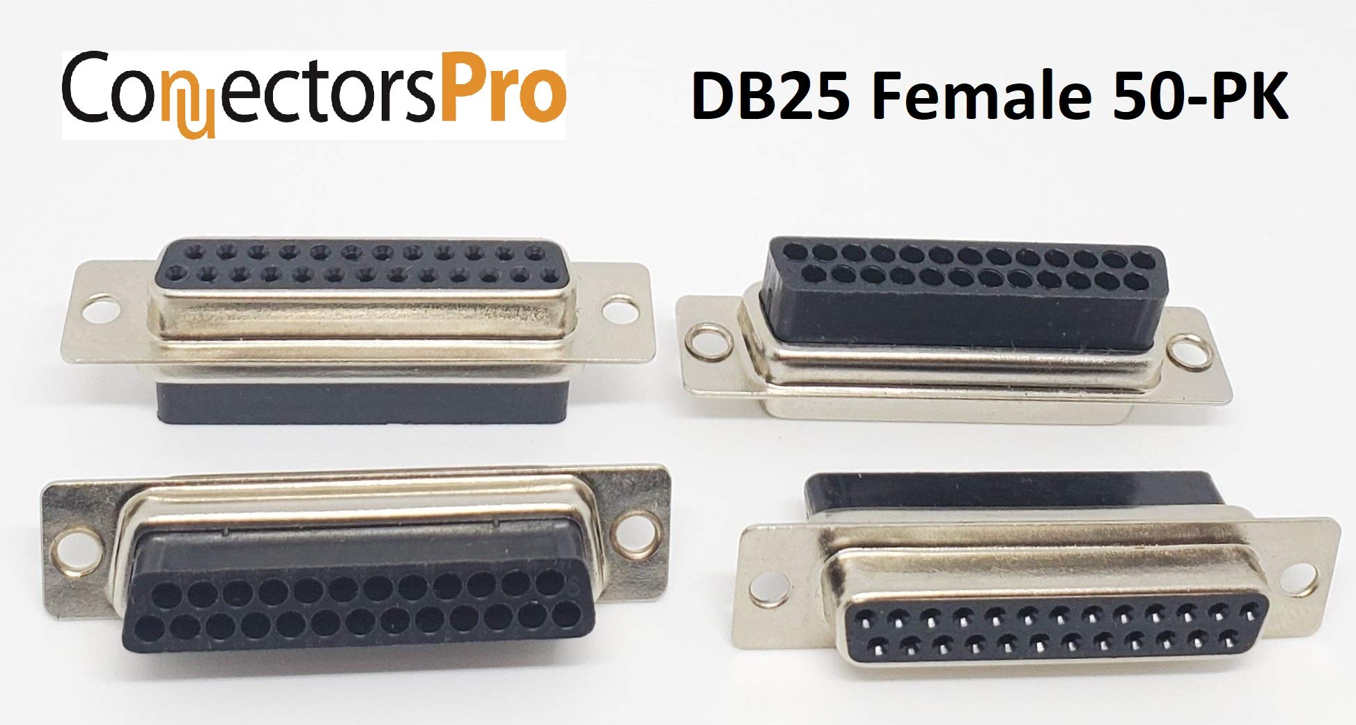 DB25 Female D-Sub Crimp Connector - 50 Pcs Pack, High-Quality No Pin PC Accessories for Industrial and Computer Hardware Applications