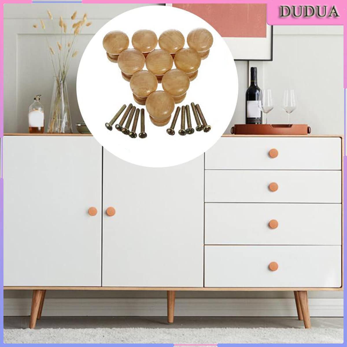 20pcs Round Wooden Cabinet Knobs - 28mm Furniture Drawer Pulls for Dressers, Cabinets & DIY Home Decor - Perfect for Bedroom, Kitchen & Bathroom Storage Organization