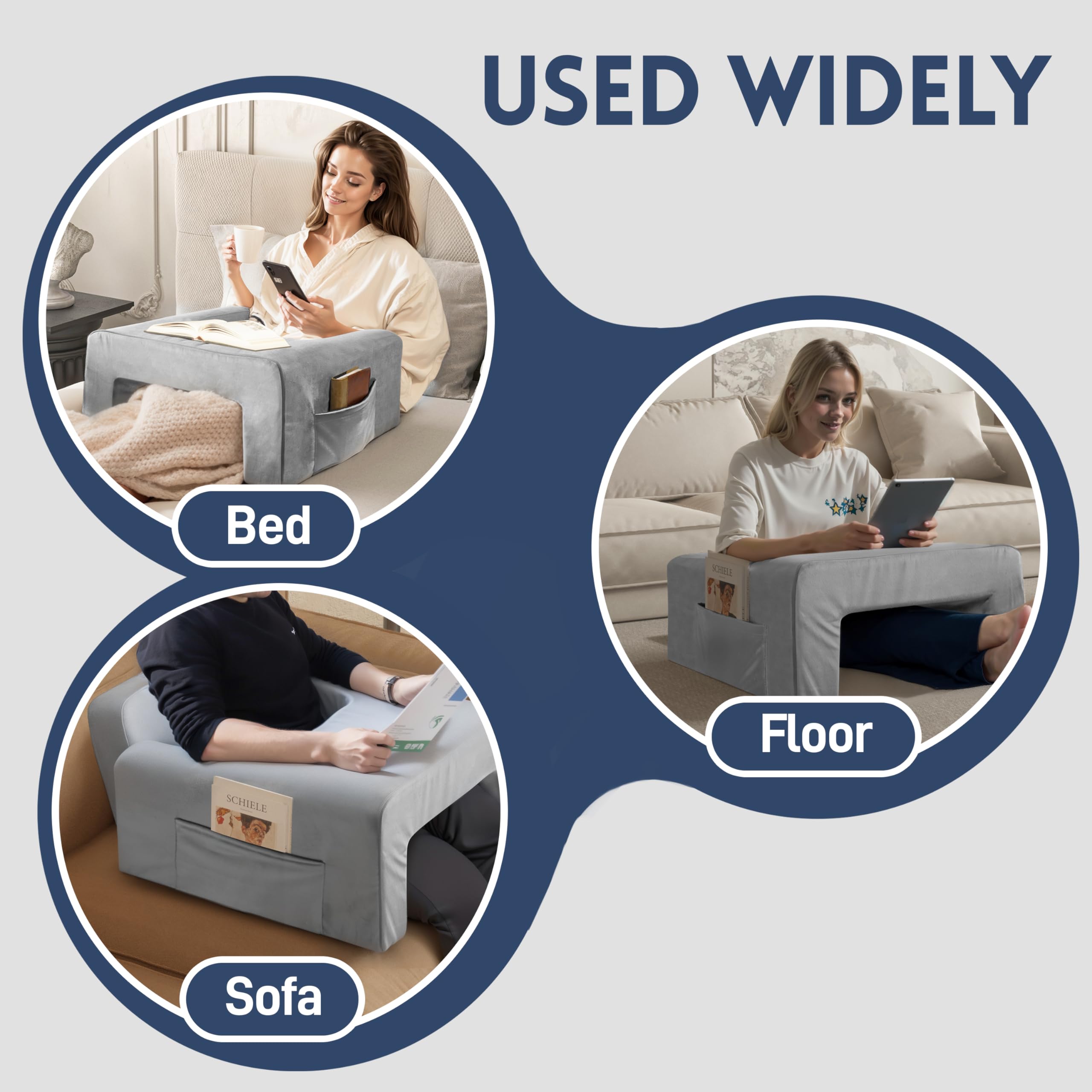 **Johnear Reading Pillow with Armrests – Ergonomic Back Support Cushion for Adults, Gaming, Working, or Crocheting – Perfect for Bed, Floor, Couch, or Office Use**