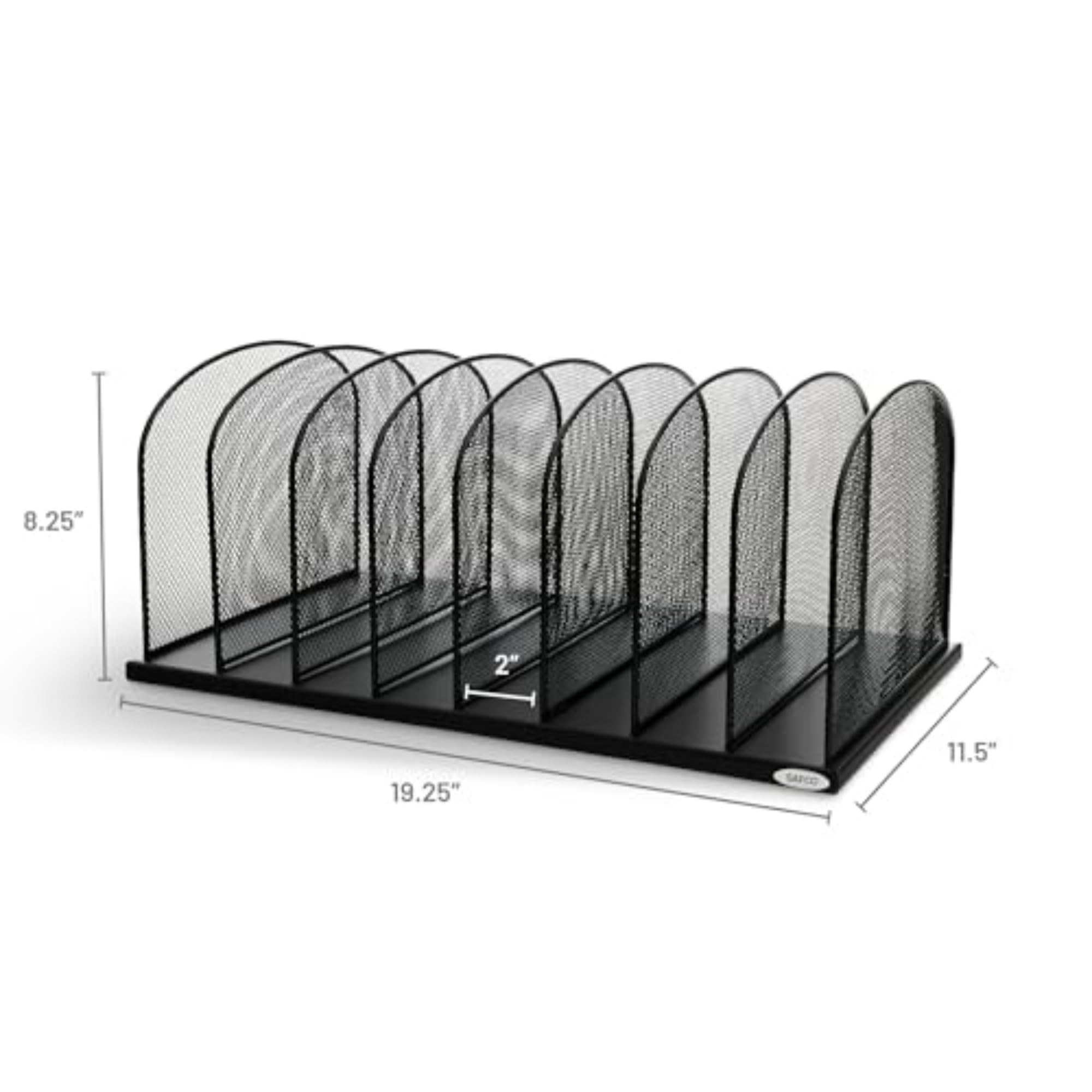 Safco Onyx Desk Organizer - 8 Vertical Compartments Steel Mesh Mail Sorter for Office & Classroom - Black | Perfect for Paper, Mail, and Document Organization at Home or Work