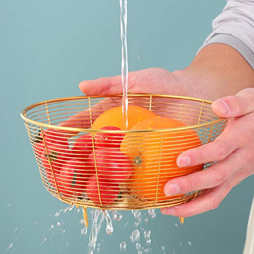 Stainless Steel Fruit Basket Bowl for Kitchen - Durable Wire Storage Basket for Fruits, Bread & Vegetables - Sleek Red Design - Perfect for Countertop, Dining Table & Pantry Organization
