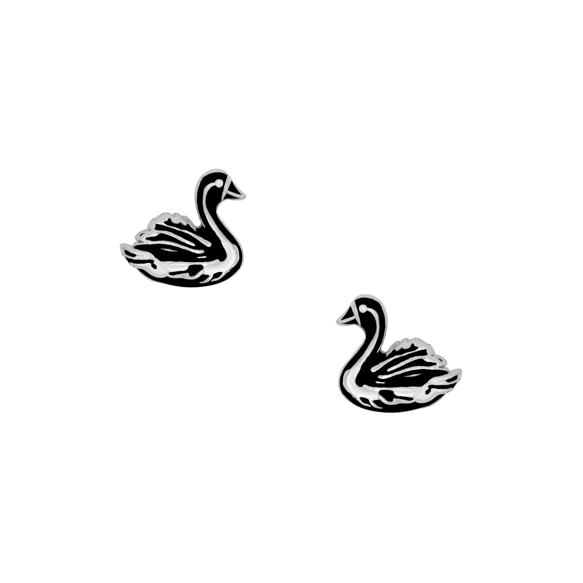 Black Swan Stud Earrings for Women - Elegant Stainless Steel Small Hoop Earrings for Daily Wear, Party & Gift Giving