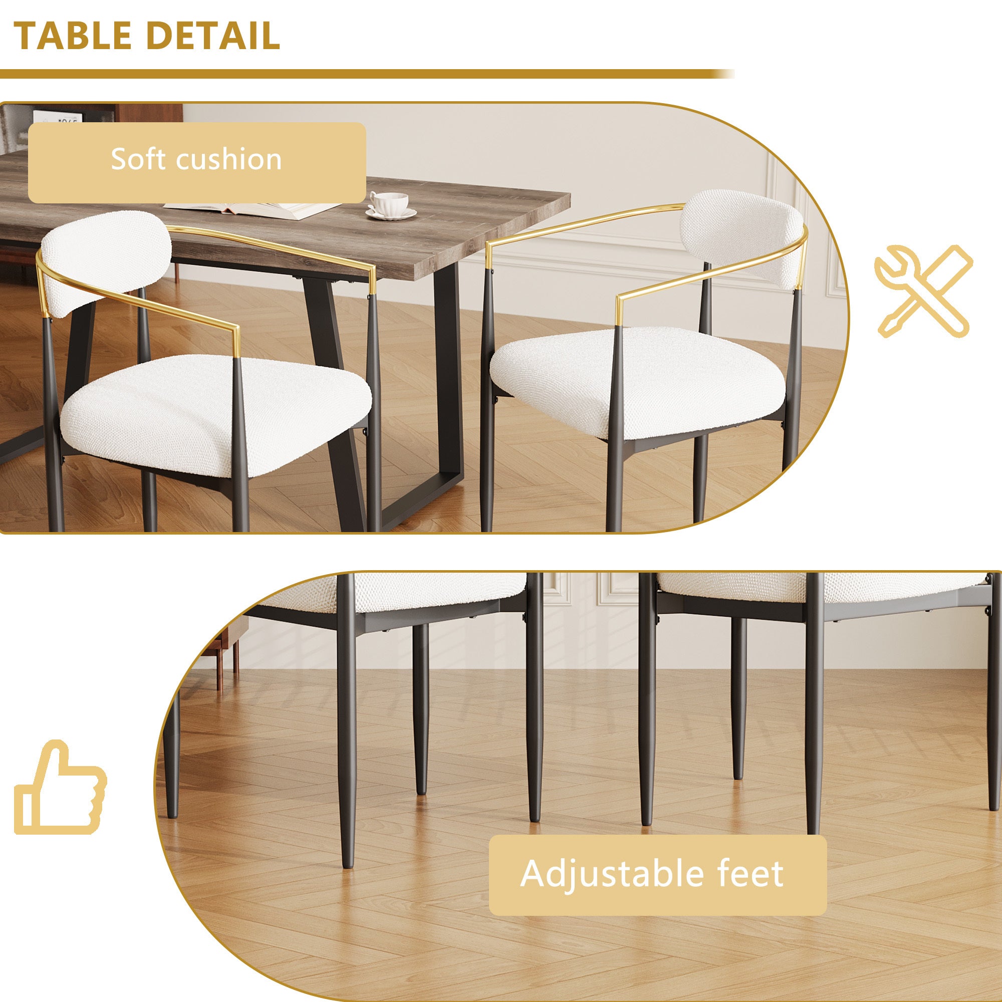 Set of 2 White Medieval Modern Dining Chairs - Teddy Velvet Upholstery with Metal Legs, Easy Assembly for Kitchen, Home & Office | Perfect for Small Spaces, Breakfast Nooks & Contemporary Dining Areas