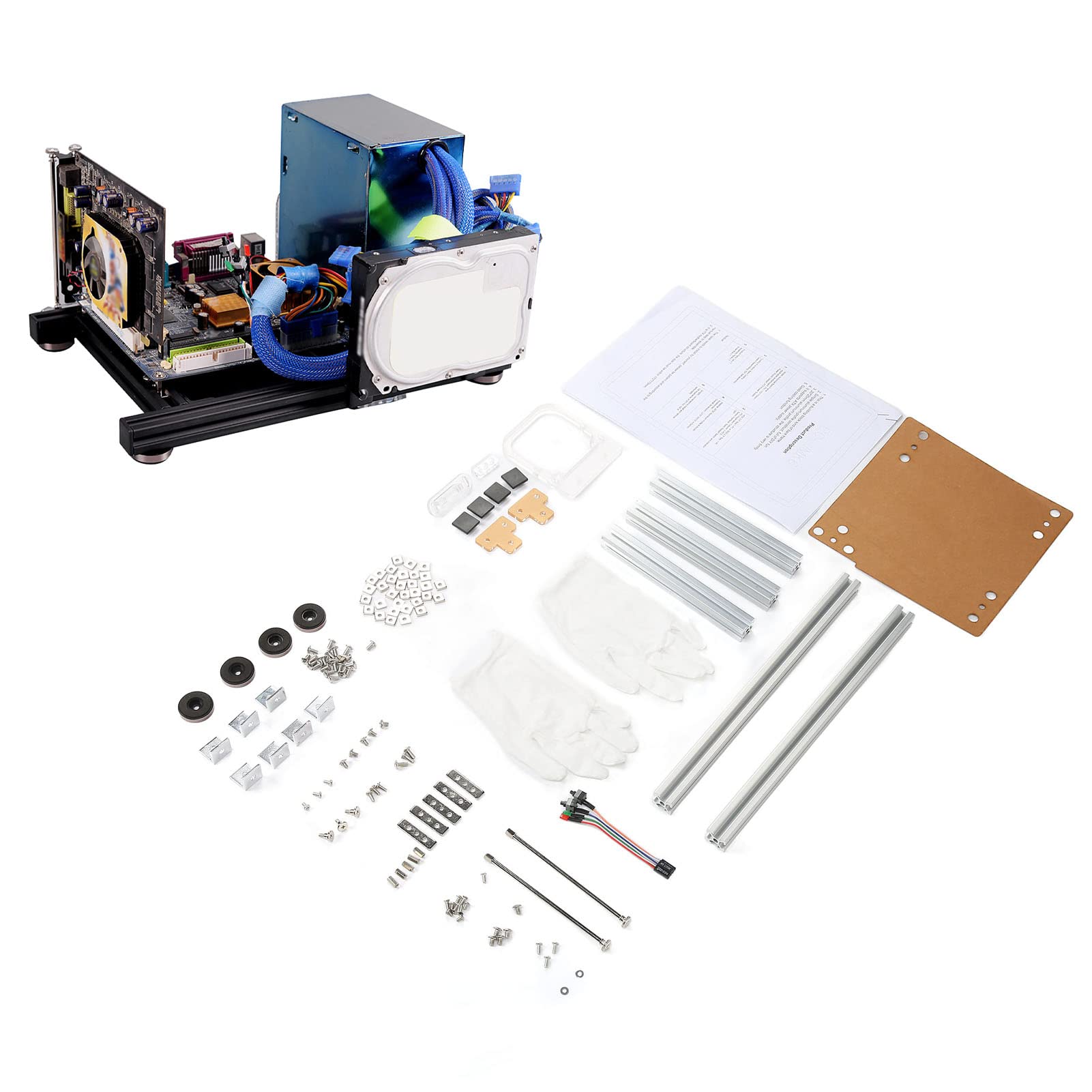 DIY Open Frame PC Case - Aluminum Chassis Bracket for Motherboard & GPU Support | Computer Test Bench for ATX/Mini-ITX | Perfect for PC Building, Modding & Hardware Testing | Home Office & Gaming Setup