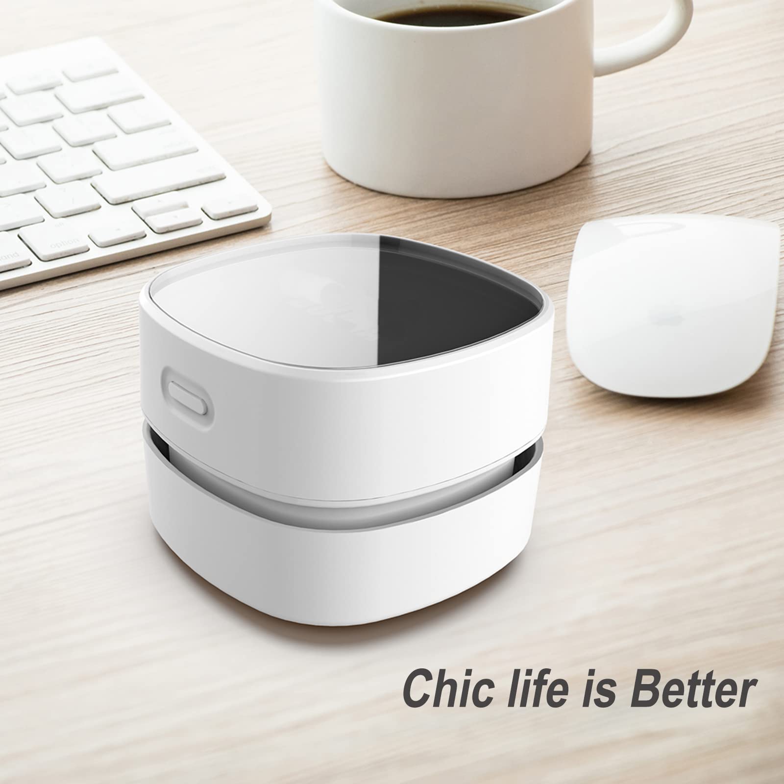 Upgrade Rechargeable Cordless Mini Desk Vacuum Cleaner - 180min Battery Life for Hair, Crumbs, Keyboard Dust - Portable Office & Home Desktop Cleaning Solution for Computer, Workspace, Car Interior