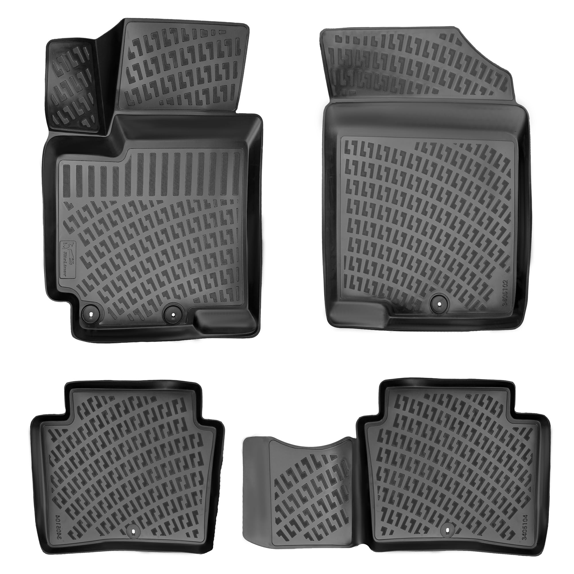 **Hyundai Accent 2012-2017 Custom Fit 3D Floor Mats - Heavy Duty TPE Rubber, All Weather, Waterproof & Non-Slip Car Mats for 1st & 2nd Row - Laser Measured, Odorless (Front & Rear, Black) | Perfect for Daily Commute, Road Trips & All-Season Protection**
