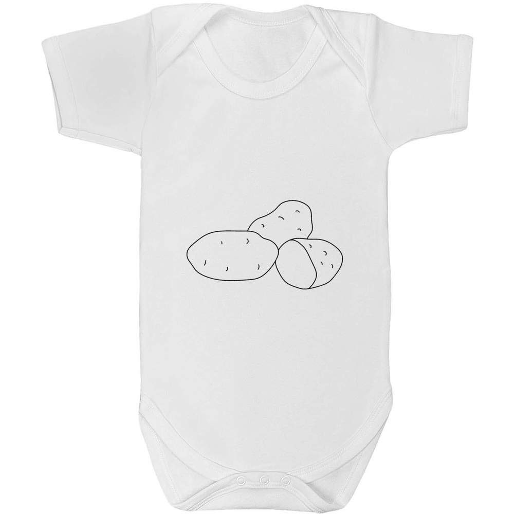 Azeeda 18-24 Months Baby Romper Bodysuit - Soft Cotton Potato Print One-Piece Outfit for Toddlers | Perfect for Playtime, Daycare & Family Photos