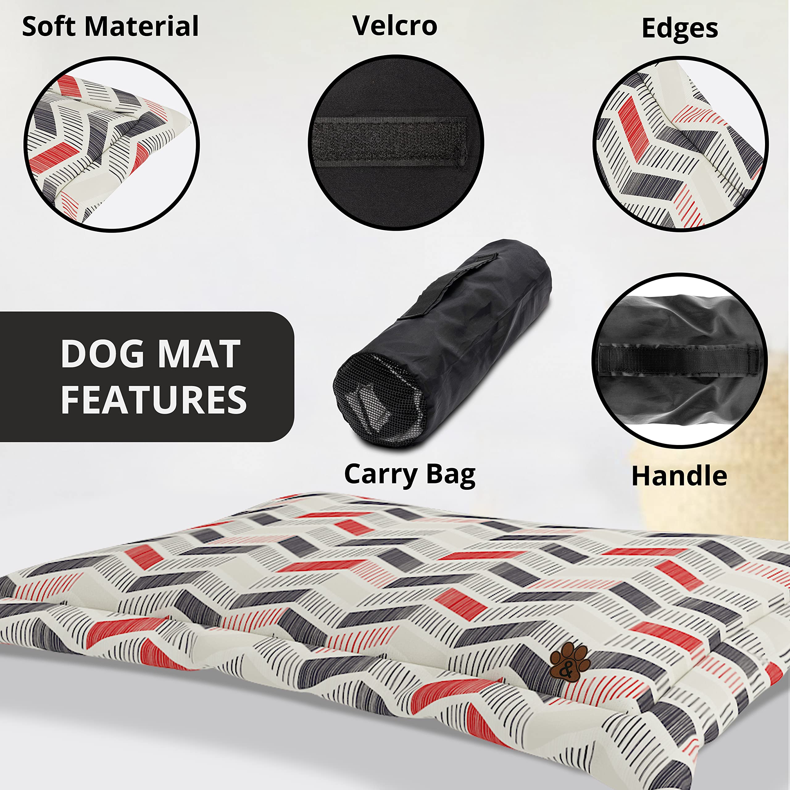 Non-Slip Dog Bed Mat for Large Medium Small Dogs & Cats - Washable Pet Mattress with Anti-Skid Bottom (Pattern 14, Large Size) - Perfect for Crates, Floors & Sofas