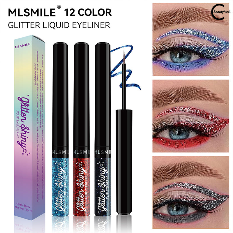 MLSMILE Waterproof & Long Lasting Glitter Liquid Eyeliner - Smudge Proof, Vibrant Colors for Party, Halloween, Cosplay & Everyday Makeup