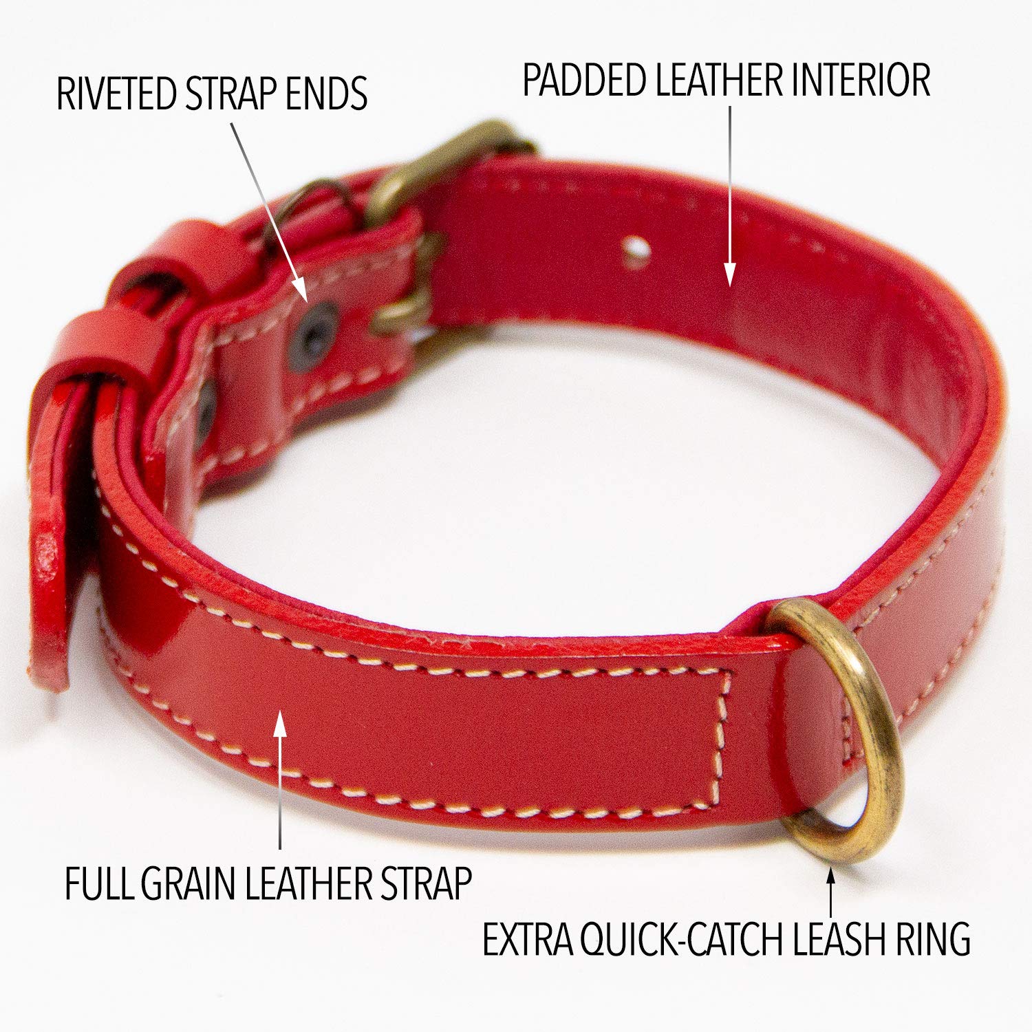 Premium Full Grain Leather Dog Collar for Small Dogs - Padded Comfort, Adjustable & Durable (Red, Small) | Perfect for Daily Walks, Training & Outdoor Adventures
