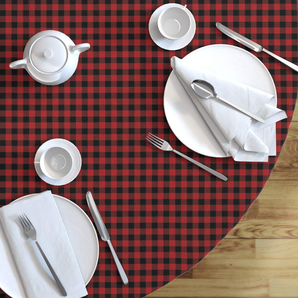 Custom Tiny Buffalo Check Red Black Gingham Christmas Tablecloth - 70