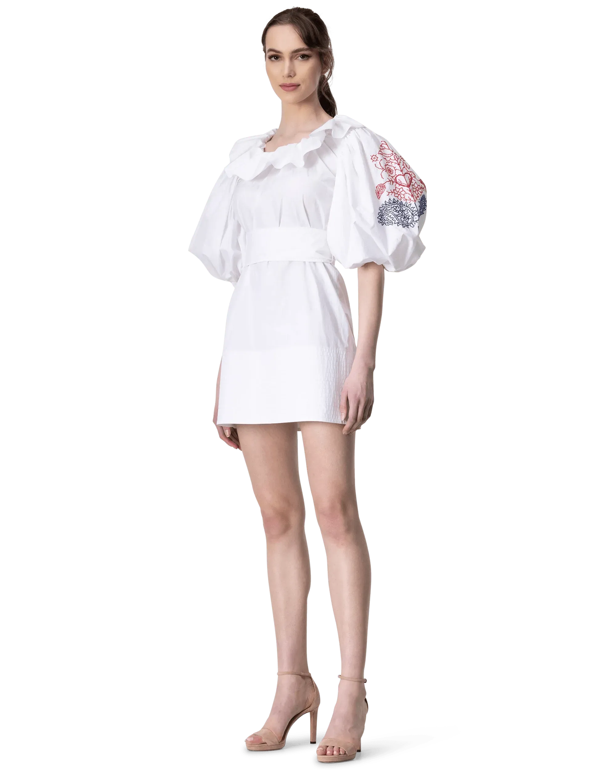 Embroidered Poplin Mini Dress for Women - Floral Summer Casual Dress - Perfect for Beach, Vacation & Date Night
