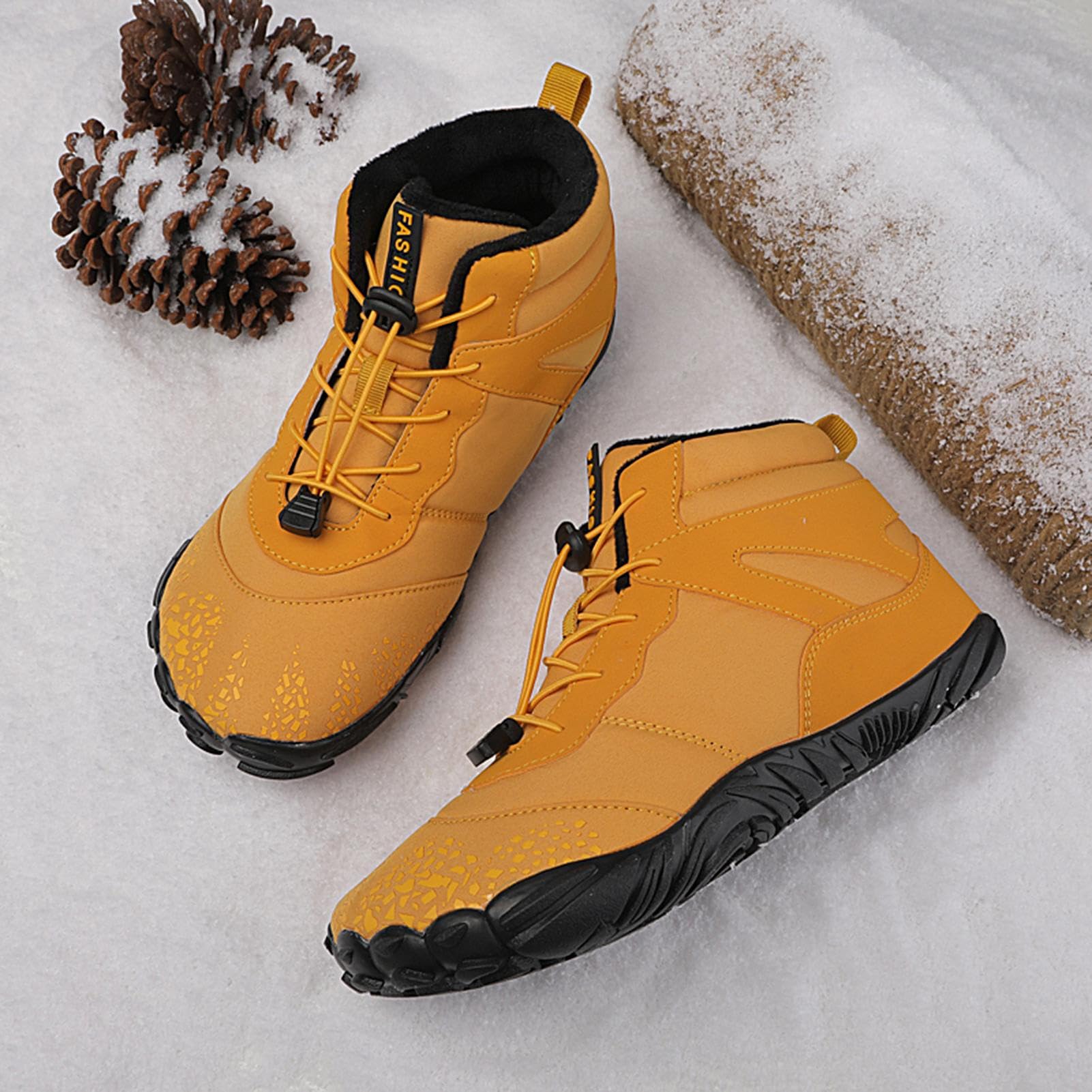 **Caits Barefoot Hiking Shoes for Men - Wide Toe Box, Non-Slip & Quick-Drying | Zero Drop Barefoot Sole, Fully Waterproof | Ideal for Trail Running, Camping & Outdoor Adventures (Yellow)**