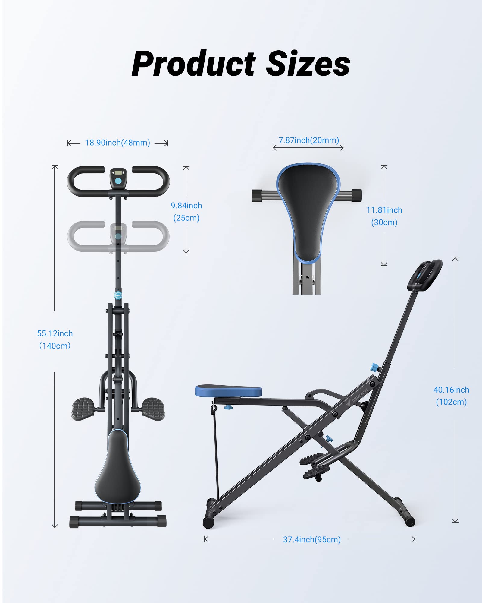 MERACH Adjustable Squat & Rowing Machine - 350 LBS Max Weight Capacity, Foldable Home Gym Equipment for Glutes & Leg Workout - Perfect for Small Spaces & Full-Body Training