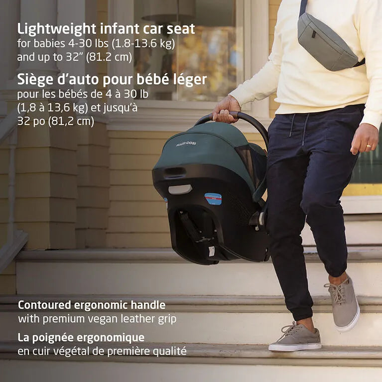 Mico Luxe Infant Car Seat - Essential Green | Safe & Comfortable Baby Car Seat for Newborns & Toddlers | Perfect for Travel, Shopping & Daily Commutes