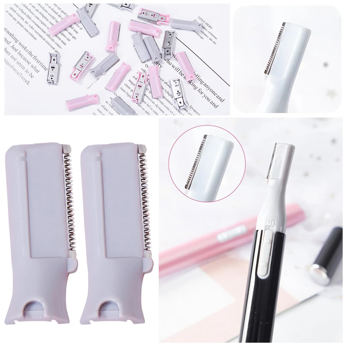 3 Pack Electric Eyebrow Trimmer Replacement Blades - Rechargeable Battery-Powered Precision Trimmer Blades for Women's Facial Hair - Perfect for Eyebrow Shaping, Upper Lip & Chin Hair Removal at Home or Travel