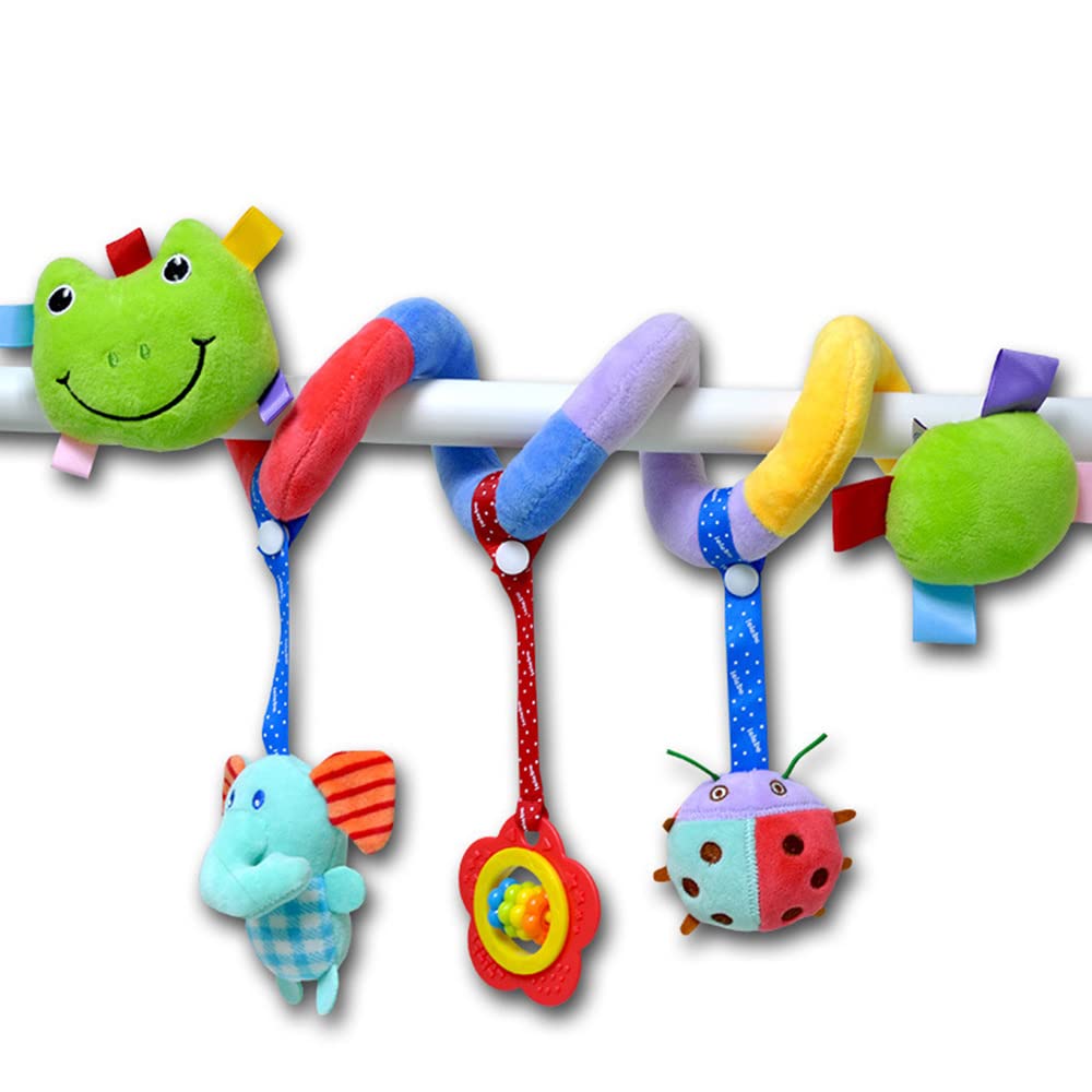 Chosimo Baby Stroller Toys - Soft Plush Spiral Hanging Rattles with Bells, Sensory Crib & Car Seat Toy for Newborns 0-12 Months - Perfect for Strollers, Cribs & Playtime (Girls & Boys)