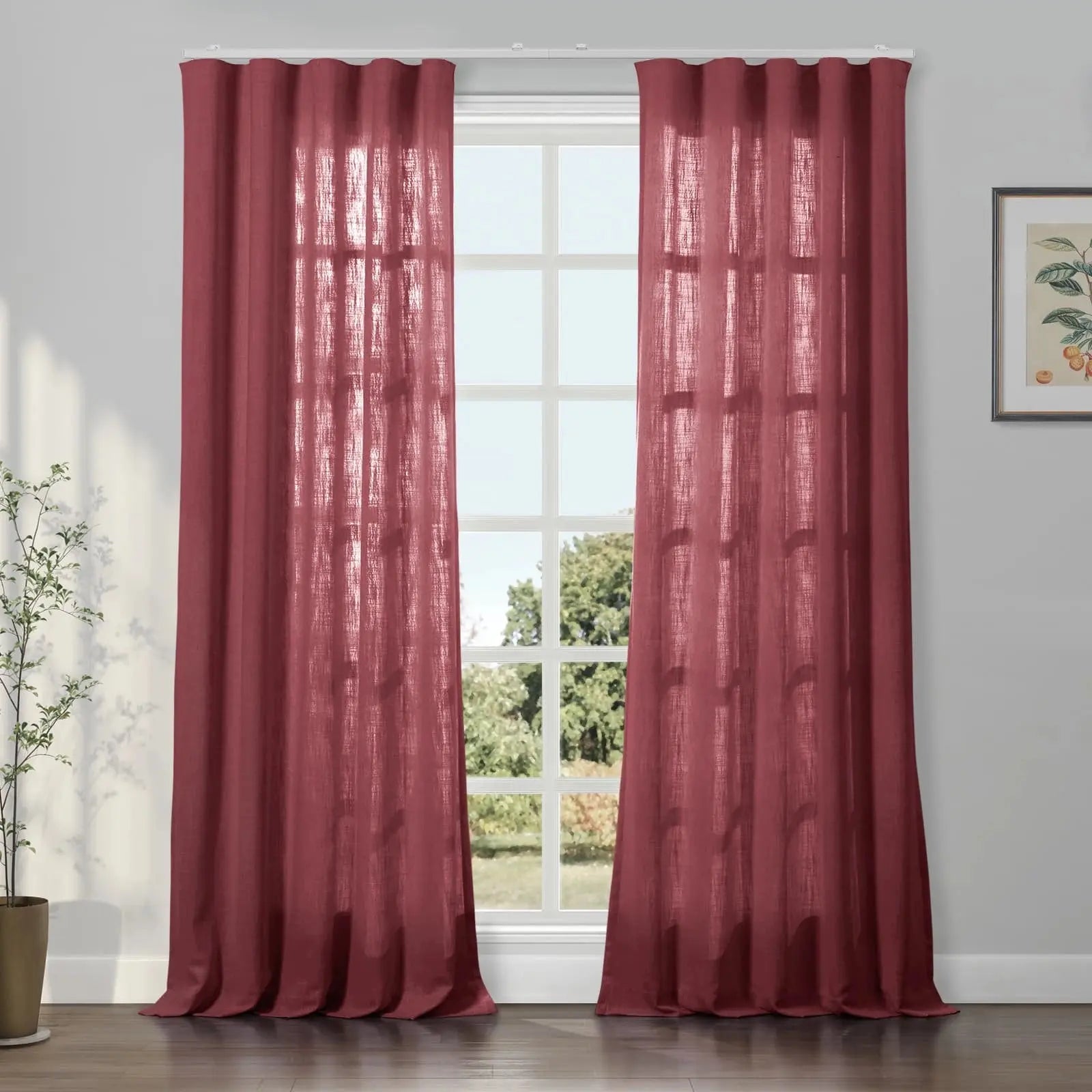 Liz Linen Ripple Fold Drapery Curtains - Elegant Window Treatments for Living Room & Bedroom Decor