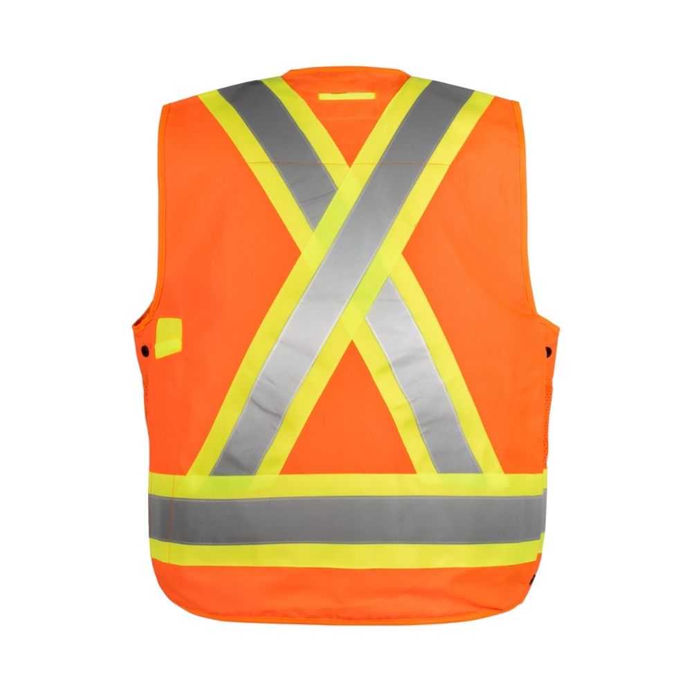 High Visibility Terra Surveyor Vest - Orange Safety Workwear for Construction & Road Workers | Reflective Safety Gear for Outdoor Jobs