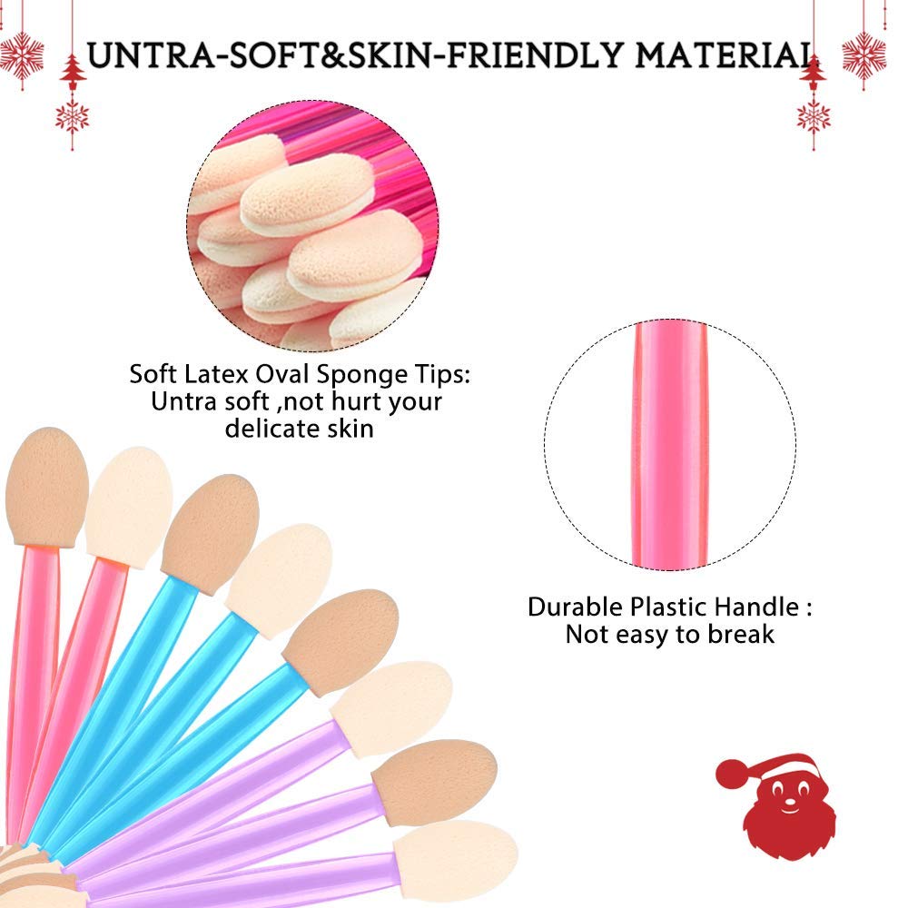 AVTY 12-Piece Disposable Dual-Sided Eyeshadow Sponge Applicators - Pink, Purple, Blue Makeup Brushes for Professional & Everyday Eye Makeup | Perfect for Travel, Salon Use & Quick Touch-Ups