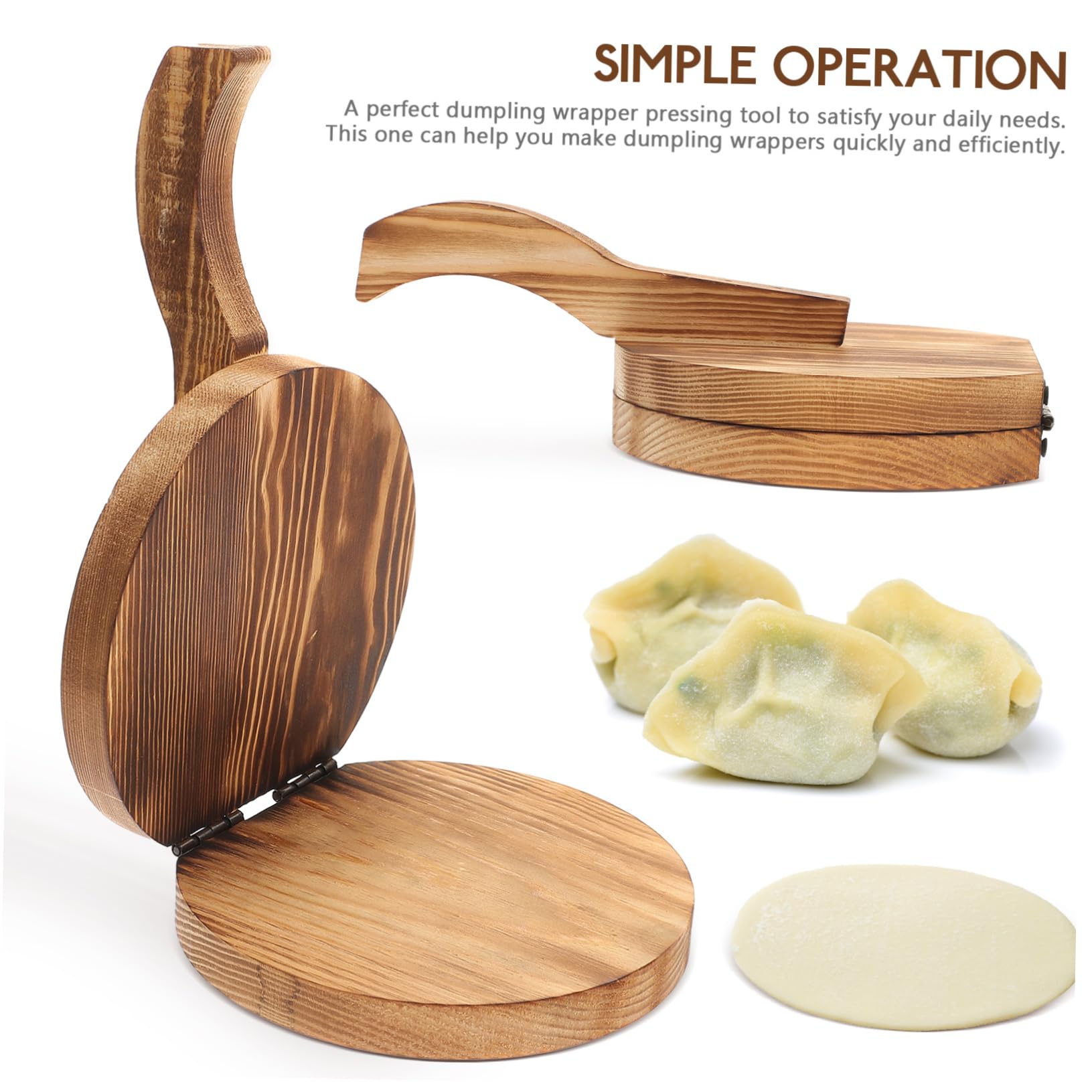 Wooden Dumpling Maker & Pizza Press - Dough Pressing Tool for Easy Homemade Dumplings & Pizzas | Essential Kitchen Gadget for Baking, Cooking & Meal Prep | Dishwasher Safe & Easy to Clean