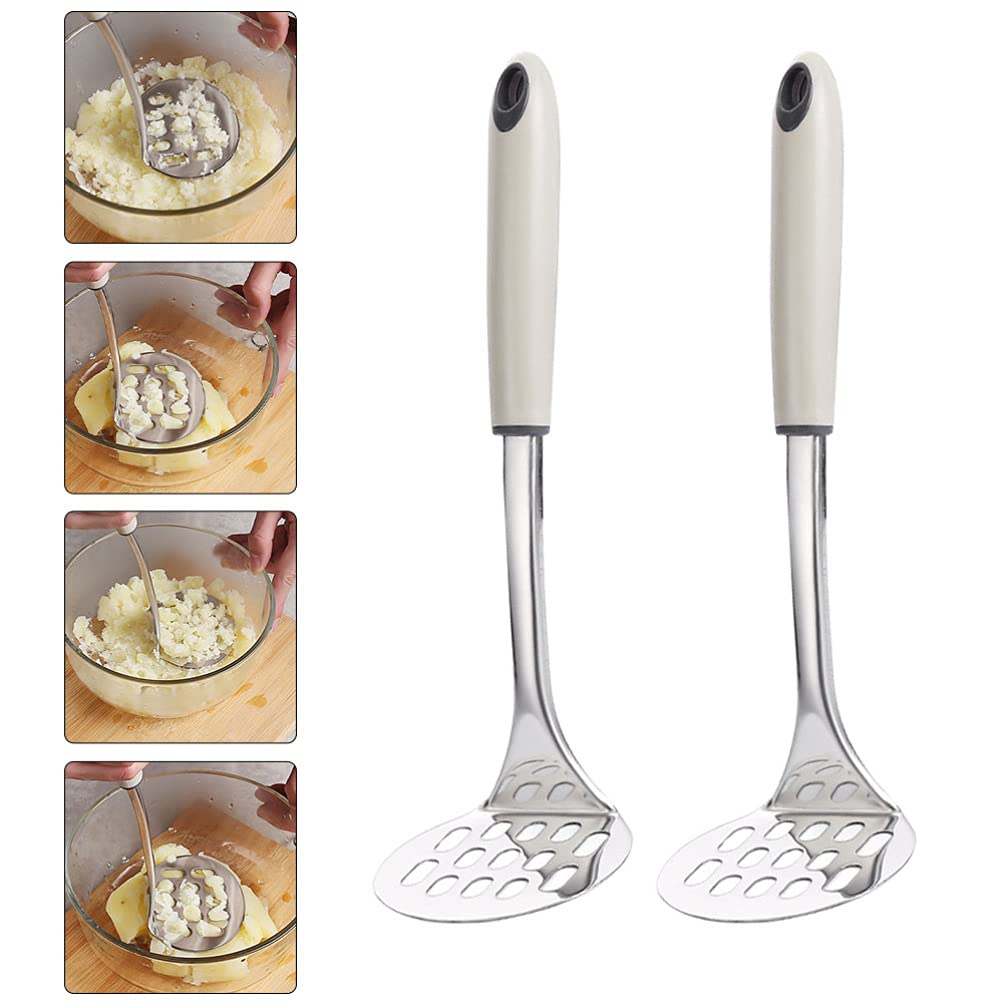 DOITOOL 2-Pack Heavy Duty Stainless Steel Potato Masher & Ricer - Perfect for Mashing Potatoes, Pumpkins, Baby Food - Ideal for Kitchen, French Press Cooking, and Homemade Purees