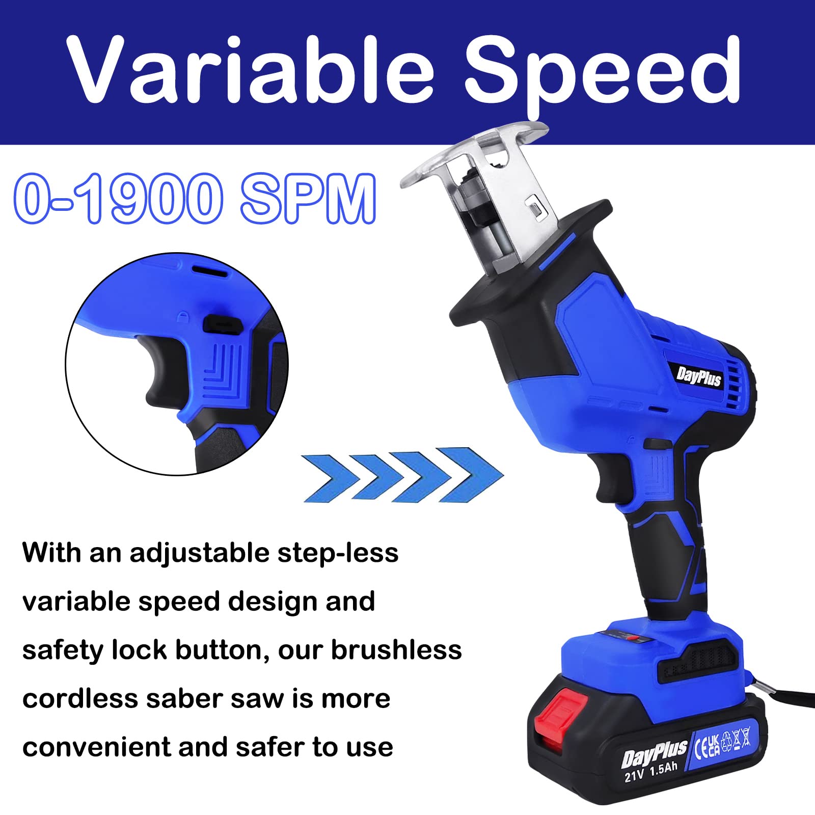 21V Cordless Brushless Reciprocating Saw - Wood & Metal Cutting for DIY & Tree Pruning