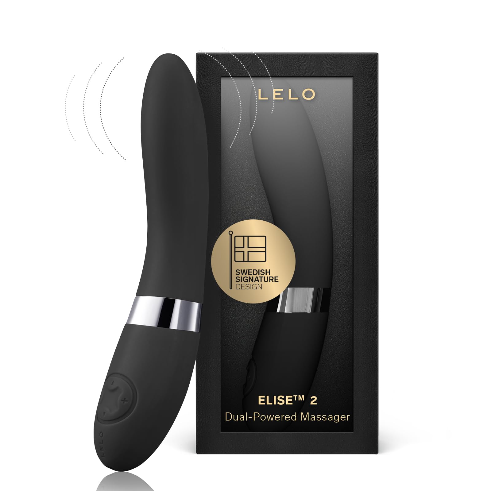 LELO Elise 2 G Spot Vibrator - Dual Motor Waterproof Sex Toy for Women - Powerful Clitoral & G Spot Stimulation - Perfect for Solo Play & Couples - Black Luxury Vibrator for Ultimate Pleasure