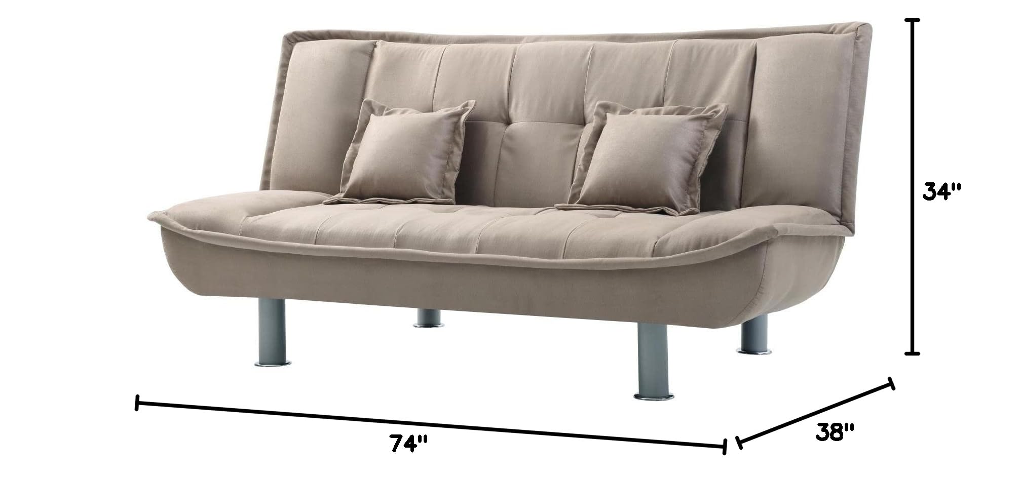 Glory Furniture Convertible Futon Sofa Bed - Mocha Brown | Space-Saving Sleeper for Small Apartments, Guest Rooms & Dorm Living