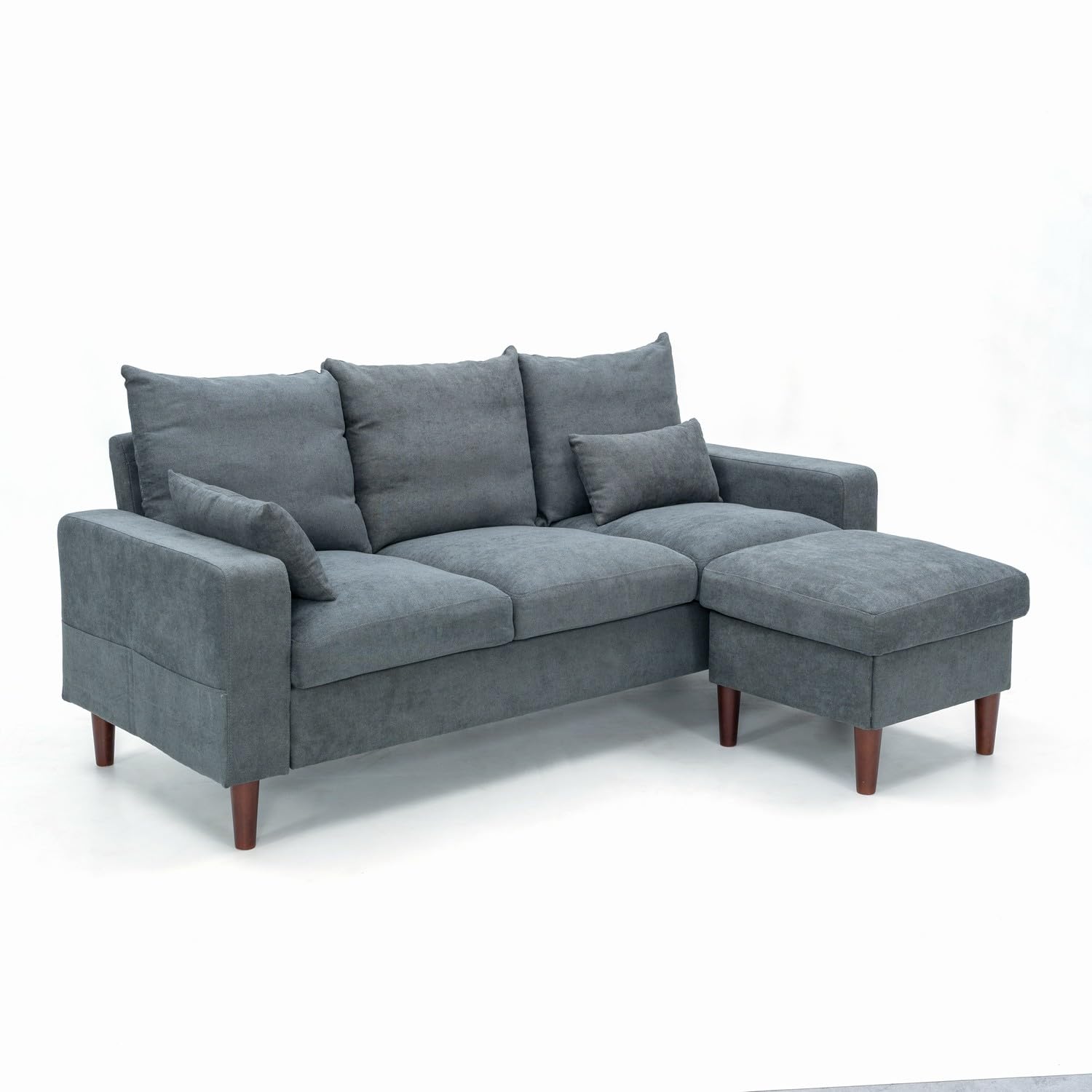 Panana Luckycloud Reversible L-Shaped Sectional Sofa - 3-Seater Corner Couch for Small Spaces, Grey - Perfect for Apartments, Living Rooms & Home Theater Seating