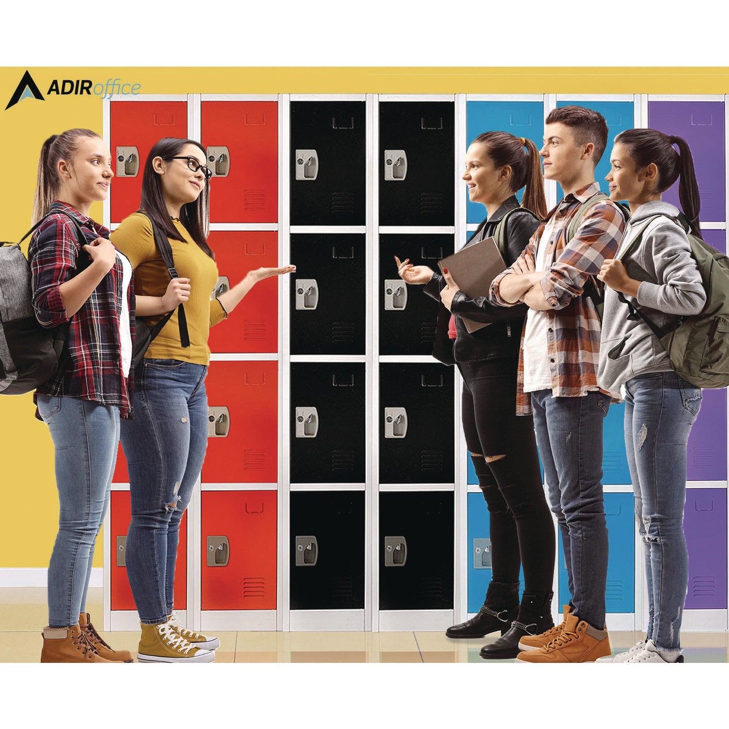 Steel Storage Locker with 4 Compartments - 12 x 12 x 72 Inches, Black - Heavy-Duty School, Gym & Office Locker for Secure Storage