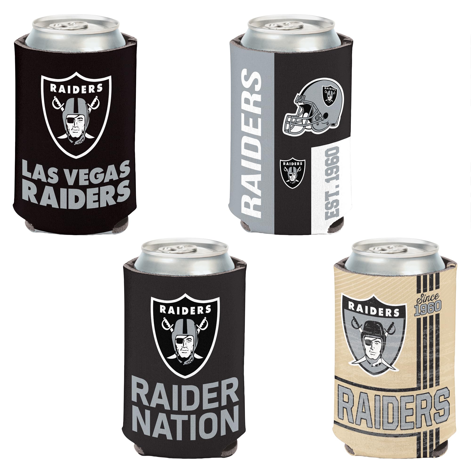 WinCraft NFL 4-Pack 12oz Insulated Can Cooler Set - Officially Licensed Football Team Beer Sleeves for Tailgating, BBQs & Game Day Parties