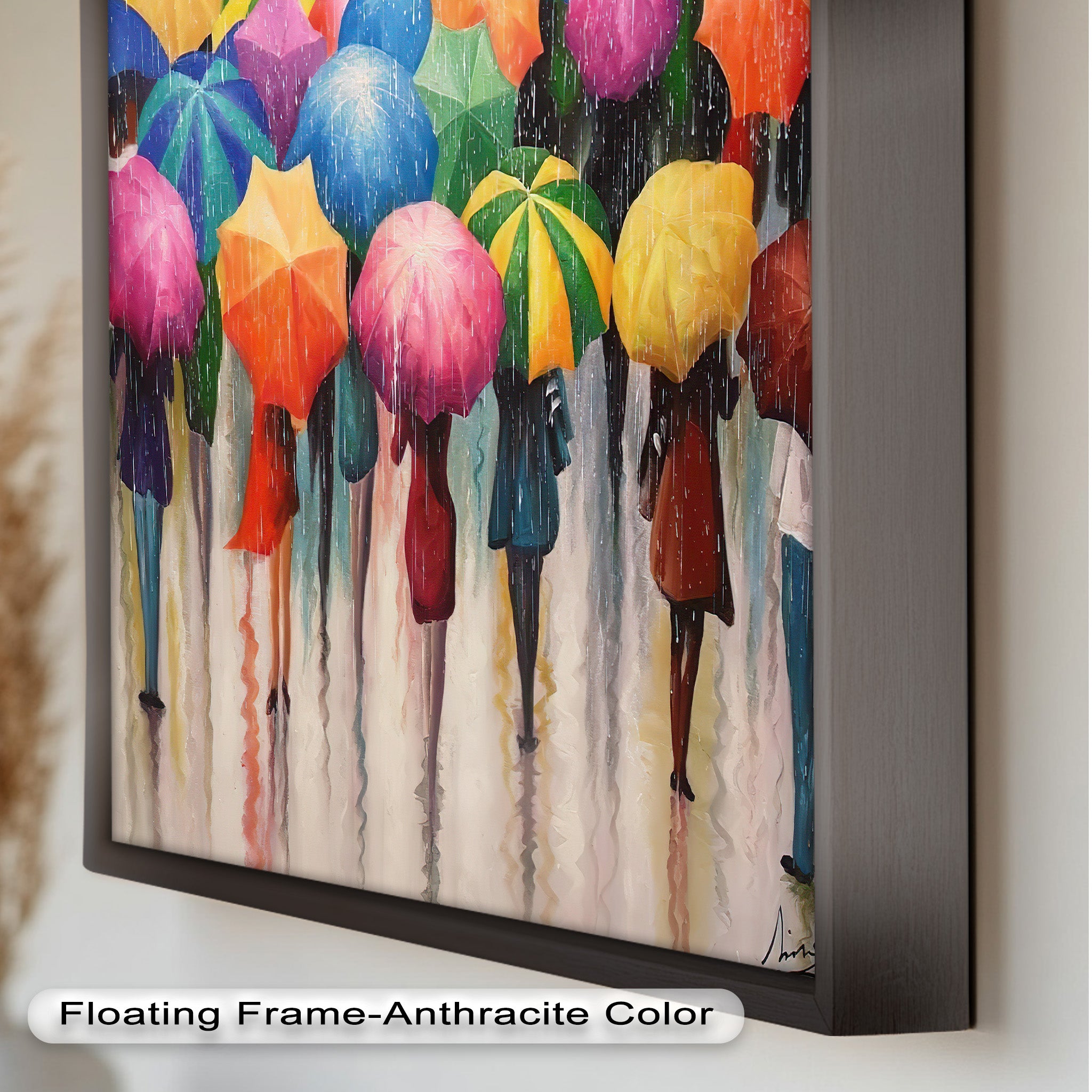 Vibrant Abstract Oil Painting - City Rain Melody Artwork for Home Decor & Office Wall Art | Modern Canvas Painting for Living Room, Bedroom & Office Spaces