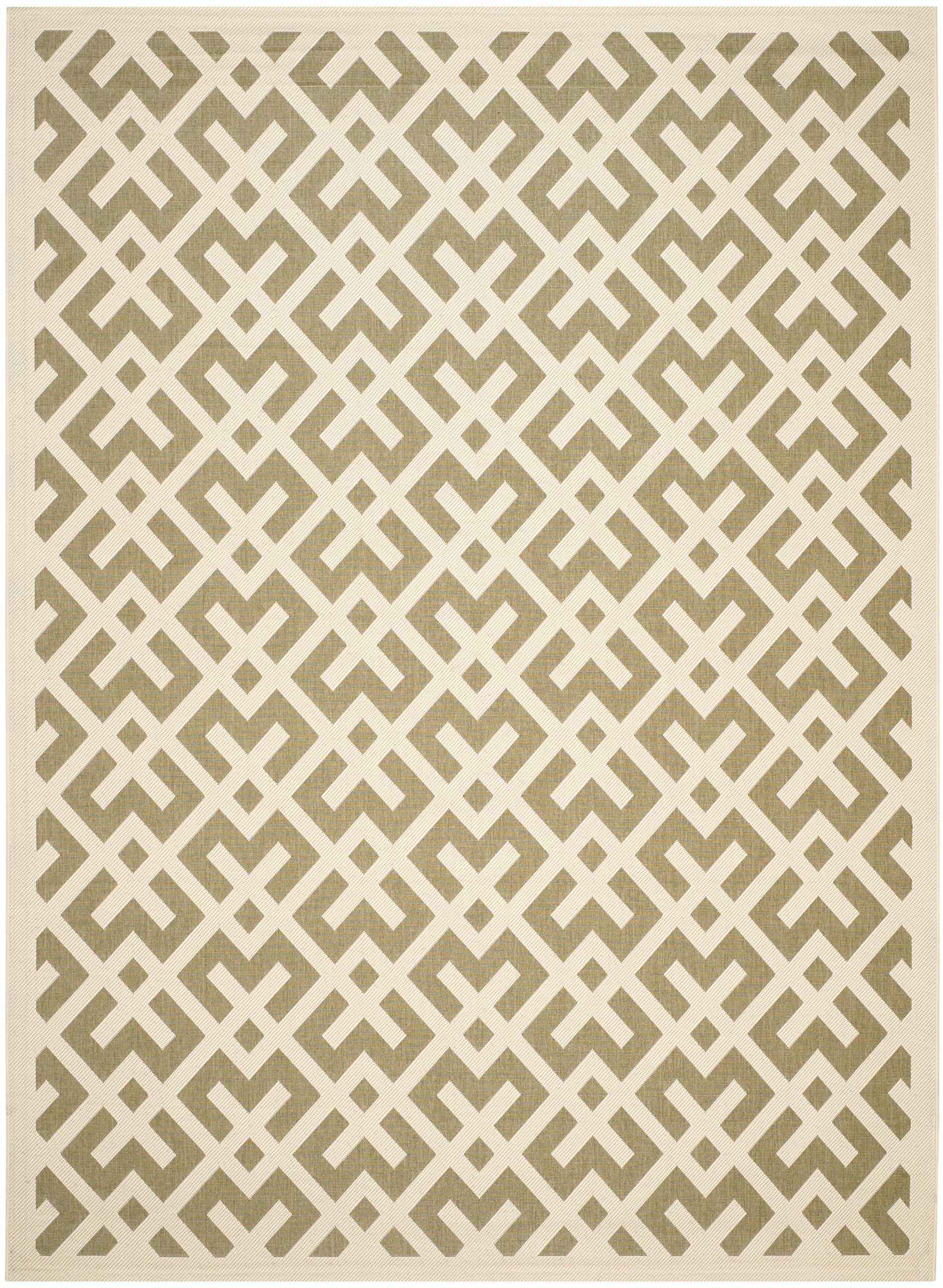 SAFAVIEH Courtyard Collection 8' x 11' Green/Bone Indoor Outdoor Rug - Waterproof, Stain Resistant, Easy to Clean for Patio, Backyard, Mudroom, Deck & Poolside Use