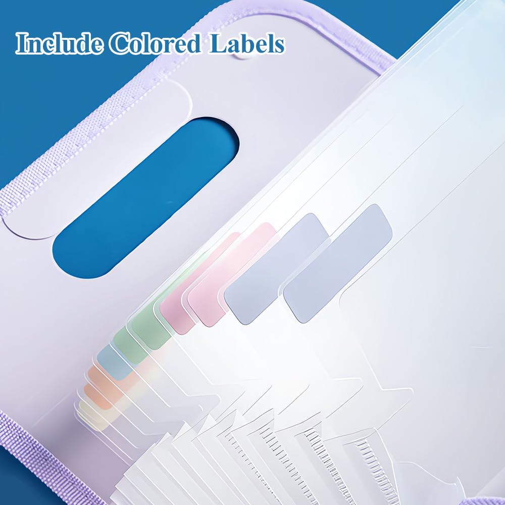 M&G 13-Pocket Expanding File Folder - Accordion Document Organizer with Labels, Portable A4 Letter Size Paper Holder for Receipts & Documents - Waterproof Office & School Supplies (Purple) - Perfect for School, Office, Travel & Home Organization