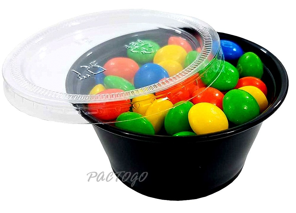 1250-Pack Empress 3.25 oz Black Disposable Plastic Souffle Cups with Lids - Perfect for Catering, Restaurants, and Food Storage
