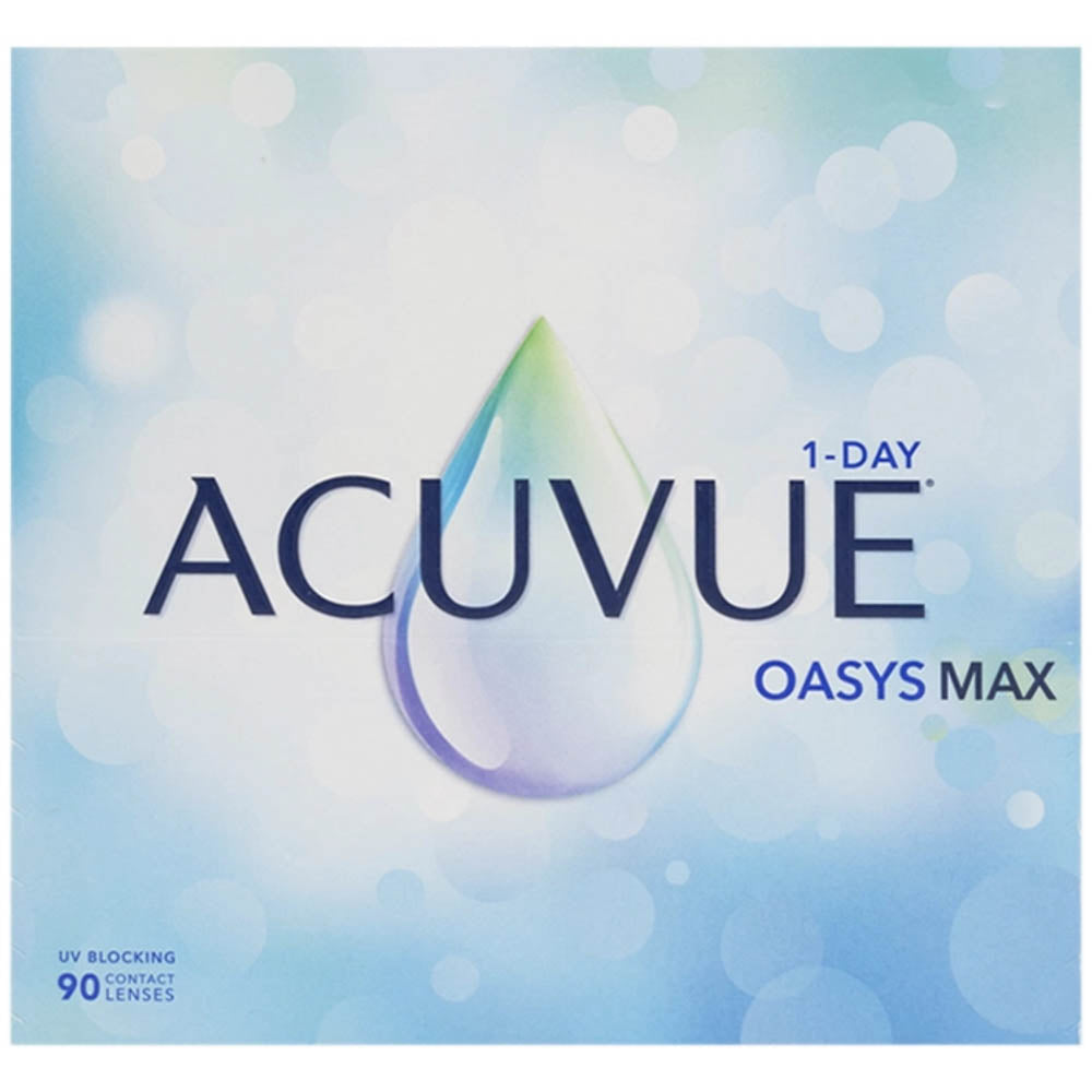 Acuvue Oasys Max 1-Day Contact Lenses (90 Pack) - Daily Disposable for Dry Eyes & UV Protection - Perfect for Active Lifestyles & All-Day Comfort