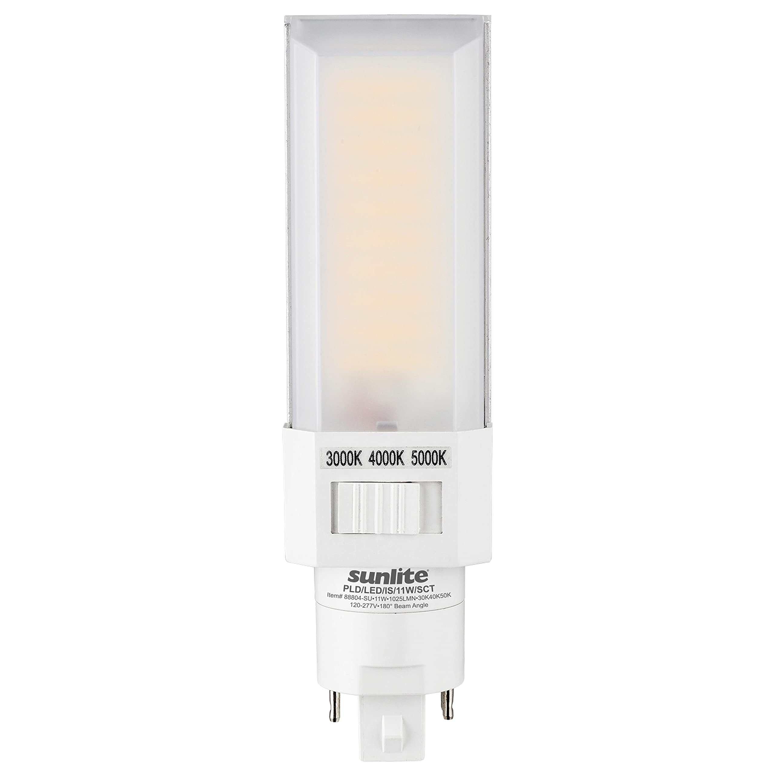 Sunlite 88804 LED CCT PLD Recessed Plug & Play Light Bulb - 11W (18W Fluorescent Replacement), 1025 Lumens, G24d 2 Pin Base, Horizontal Installation, Electronic Ballast Compatible, 3000K-5000K Tunable White (1 Pack) - Perfect for Kitchens, Bathrooms & Office Lighting