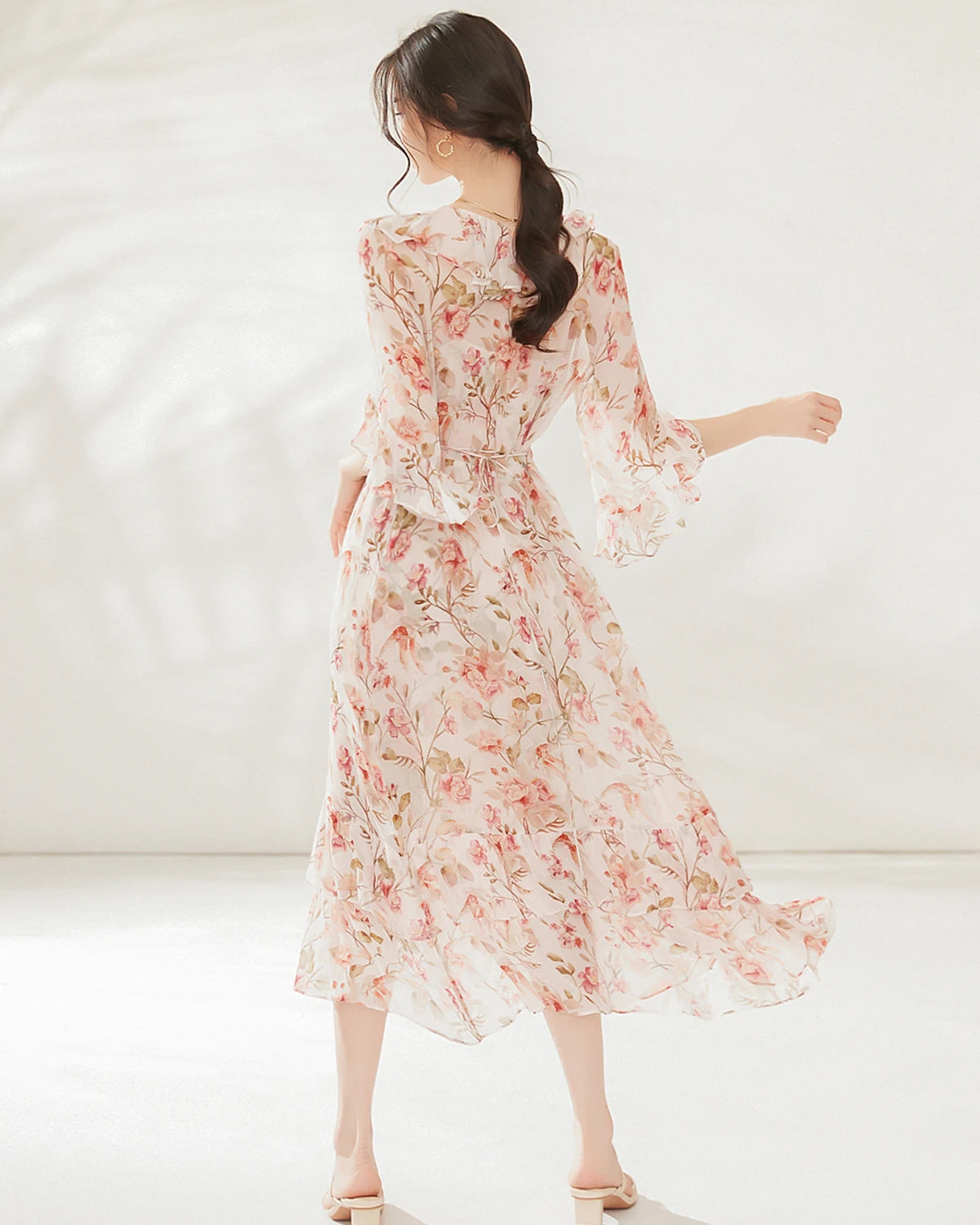 Elegant Silk Garden Party Dress for Women - Floral Summer Maxi Dress for Outdoor Events, Weddings & Special Occasions