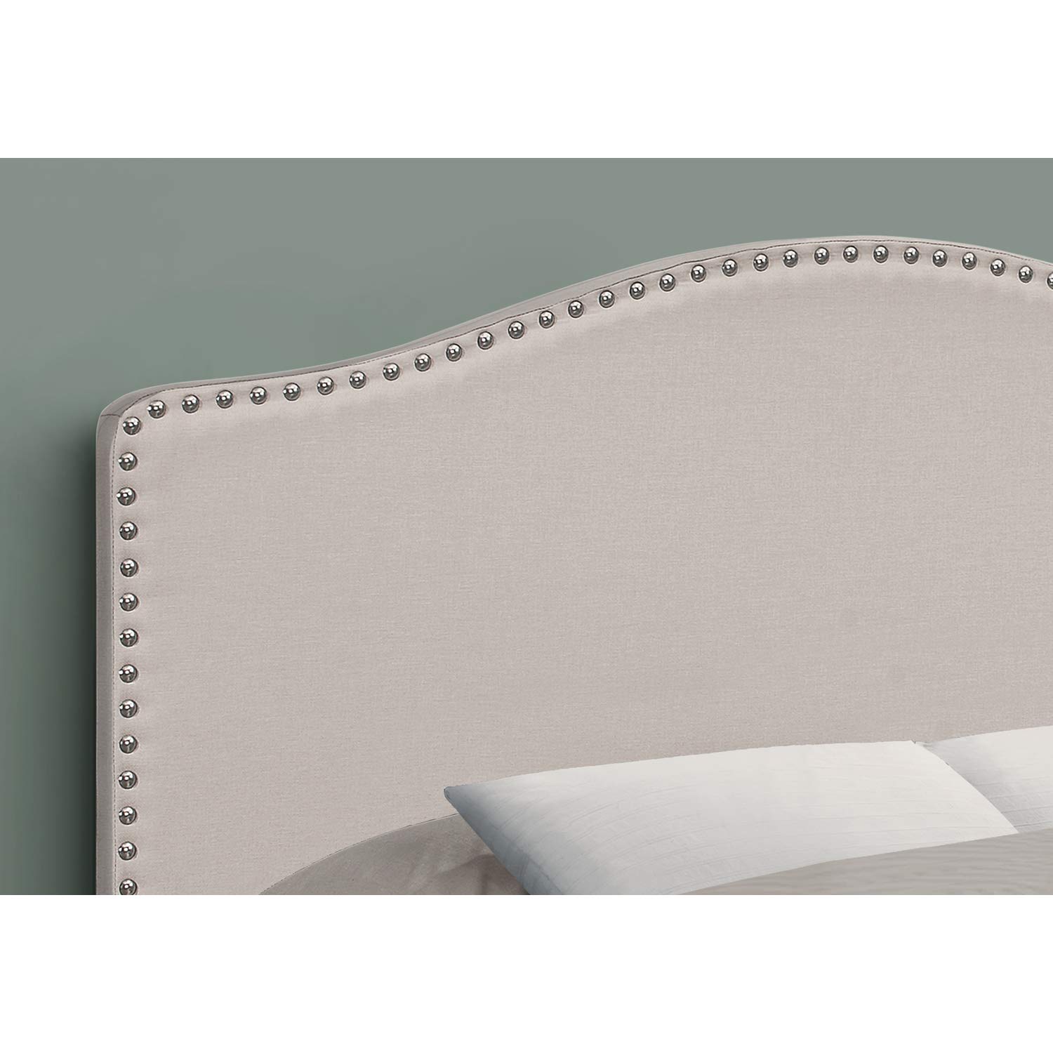 Monarch Specialties I 6014F Full Size Upholstered Bed Headboard - Linen Look Beige Transitional Style for Bedroom Decor | Perfect for Master Bedroom, Guest Room & Apartment Furniture